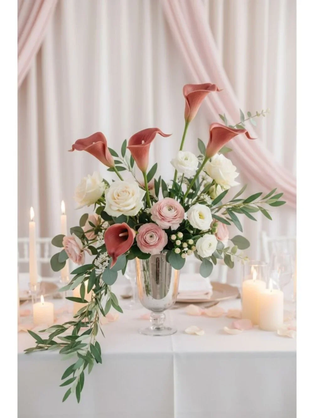 Terracotta Artificial Calla Lily Stems Set of 5 13 Inch Faux Flowers for Rustic